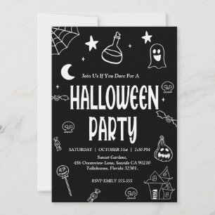 Handgetekende Halloween Vibes Party Kaart