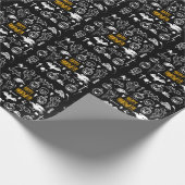 Handgetekende Halloweensymbolen, collectie. Cadeaupapier (Hoek)