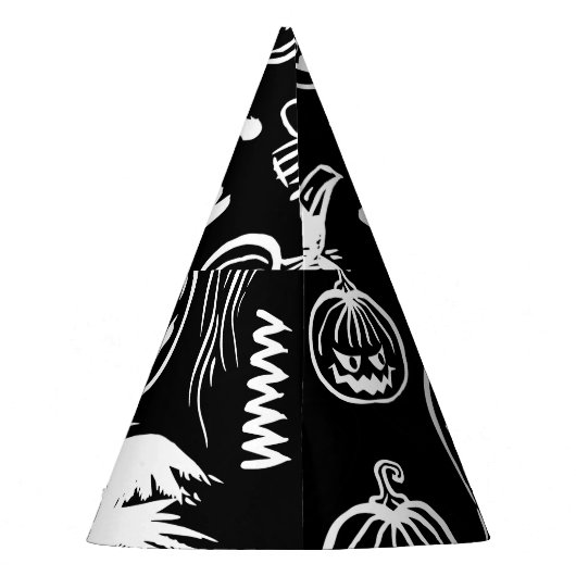 Handgetekende Halloweensymbolen,  collectie. Feesthoedjes (Achterkant)