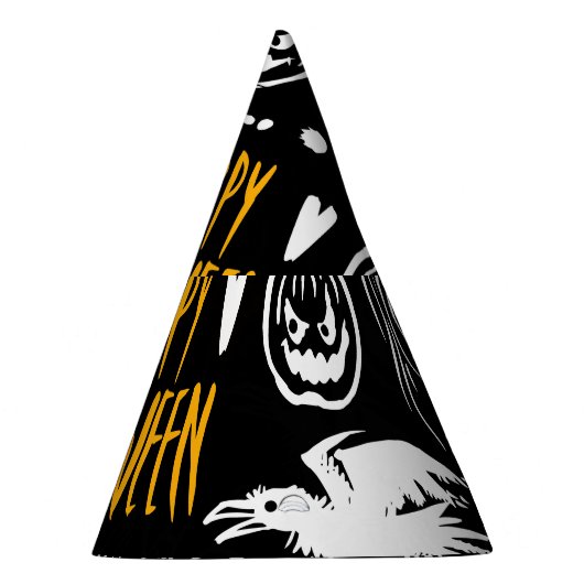 Handgetekende Halloweensymbolen,  collectie. Feesthoedjes (Rechts)