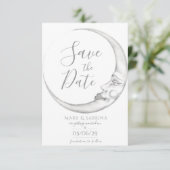 Handgetekende halve maan save the date kaart (Staand voorkant)