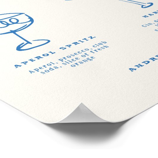 Handgetekende handtekening Drink cocktail bruiloft Poster (Hoek)