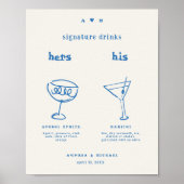 Handgetekende handtekening Drink cocktail bruiloft Poster (Voorkant)