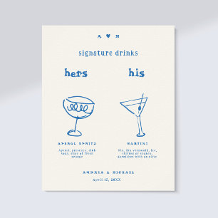 Handgetekende handtekening Drink cocktail bruiloft Poster
