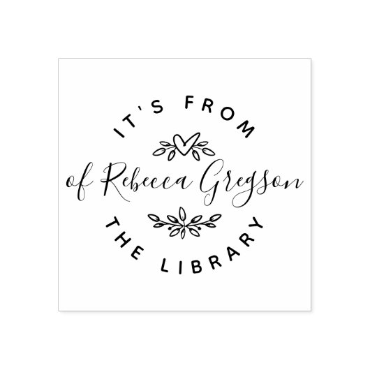 Handgetekende Harten & Bladeren 'Uit de Bibliothee Rubberstempel (Afrduk)
