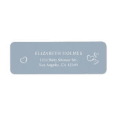Handgetekende Harten Dusty Blue Baby shower Adres Etiket (Voorkant)