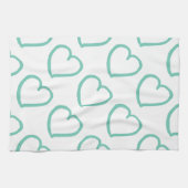 Handgetekende harten ontwerpen blauw op wit theedoek (Horizontaal)