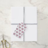 Handgetekende harten Roze en Witte Labels Cadeaulabel (Met Touw)
