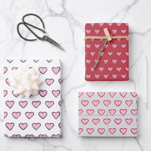 Handgetekende harten vol. 2 Valentijn Gift Wrap Se Inpakpapier Vel (Voorkant)