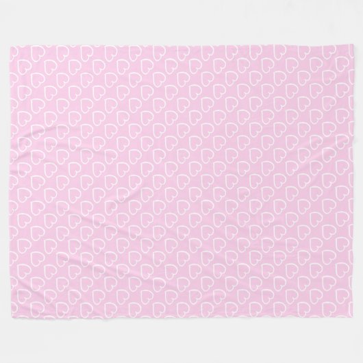  handgetekende harten, wit op roze fleece deken (Voorkant (Horizontaal))
