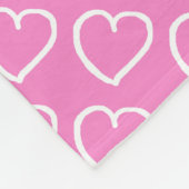  handgetekende harten, wit op roze fleece deken (Hoek)