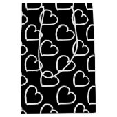  handgetekende harten, wit op zwart medium cadeauzakje (Voorkant)