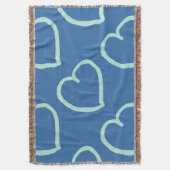  handgetekende harten zijn blauw op blauw deken (Voorkant Verticaal)
