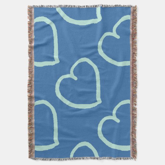 handgetekende harten zijn blauw op blauw deken (Voorkant Verticaal)