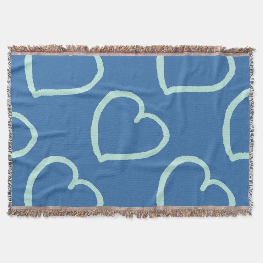  handgetekende harten zijn blauw op blauw deken (Voorkant)