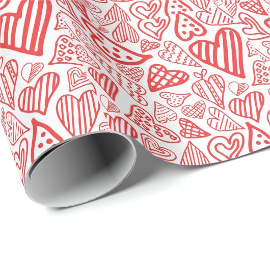 Handgetekende Hearts Design | Grappig en romantisc Cadeaupapier (Rol Hoek)