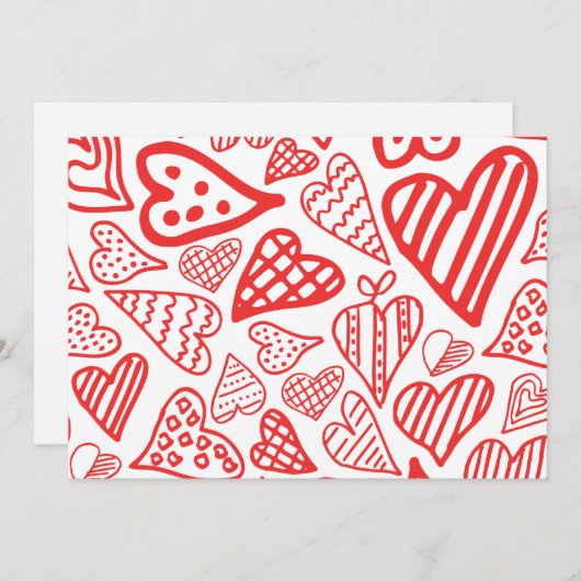 Handgetekende Hearts Design | Grappig en romantisc Feestdagenkaart (Voorkant / Achterkant)