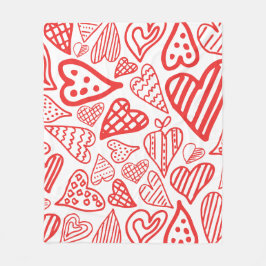 Handgetekende Hearts Design | Grappig en romantisc Fleece Deken