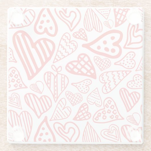 Handgetekende Hearts Design | Grappig en romantisc Glazen Onderzetter (Achterkant)