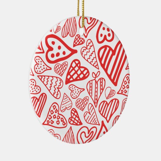 Handgetekende Hearts Design | Grappig en romantisc Keramisch Ornament (Rechts)