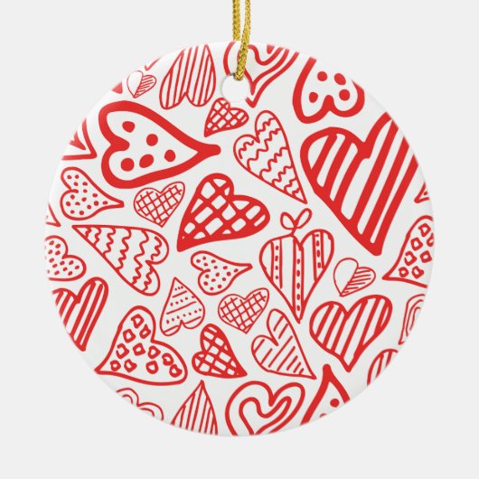 Handgetekende Hearts Design | Grappig en romantisc Keramisch Ornament (Voorkant)