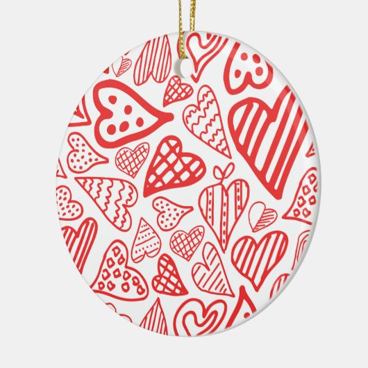 Handgetekende Hearts Design | Grappig en romantisc Keramisch Ornament (Links)