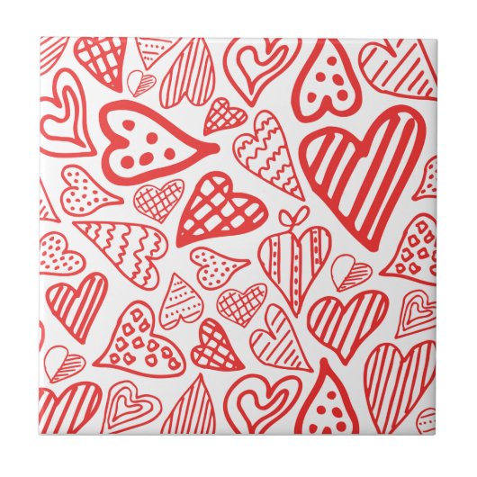 Handgetekende Hearts Design | Grappig en romantisc Tegeltje (Voorkant)