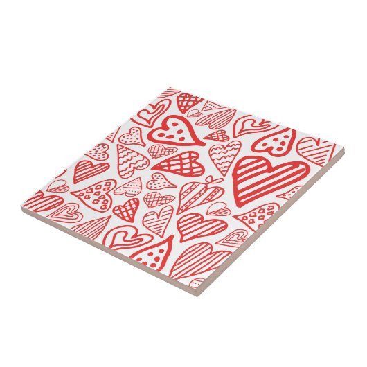Handgetekende Hearts Design | Grappig en romantisc Tegeltje (Zijkant)