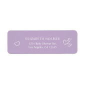 Handgetekende Hearts Lavendel Baby shower Adres Etiket (Voorkant)