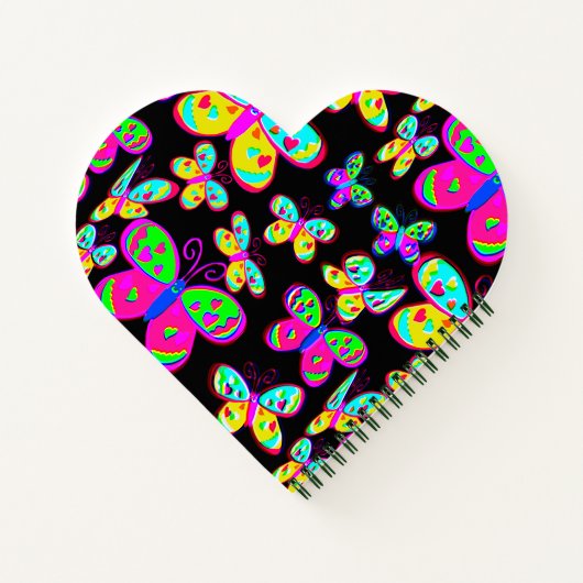 Handgetekende Heldere en Mooie Hart Vlinders Notitieboek (Achterkant)