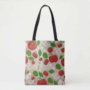 Handgetekende herfstappelpatroontas tote bag