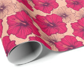 Handgetekende Hibiscusbloemen Cadeaupapier (Rol Hoek)