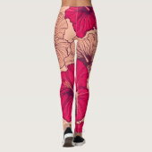 Handgetekende Hibiscusbloemen Leggings (Achterkant)