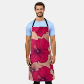 Handgetekende Hibiscusbloemen  Schort (Gedragen)