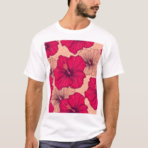 Handgetekende Hibiscusbloemen T-shirt