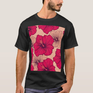 Handgetekende Hibiscusbloemen T-shirt