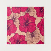 Handgetekende Hibiscusbloemen  Wandkleed (Voorkant (horizontaal))