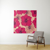 Handgetekende Hibiscusbloemen  Wandkleed (In Situ (horizontaal))