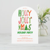 Handgetekende Holly Jolly Christmas CUSTOM Holiday Kaart (Staand voorkant)
