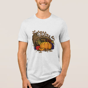 Handgetekende hoorn des overvloeds illustratie Tha Tri-Blend Shirt