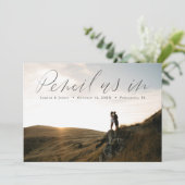 Handgetekende horizontale foto Save the Date Kaart (Staand voorkant)