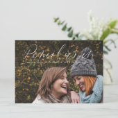 Handgetekende horizontale foto Save the Date Kaart (Staand voorkant)