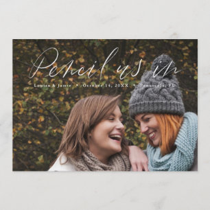 Handgetekende horizontale foto Save the Date Kaart