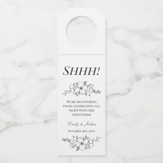 Handgetekende houtskool en witte bloemen storen ni flessenhanger (Voorkant)