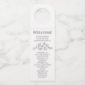 Handgetekende houtskool en witte bloemen storen ni flessenhanger (Achterkant)