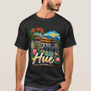 Handgetekende Huế Vietnam Reis Kunst Landmark T-shirt