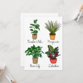 Handgetekende Huisplanten Kunstkaart Kaart (Voorkant / Achterkant in situ)