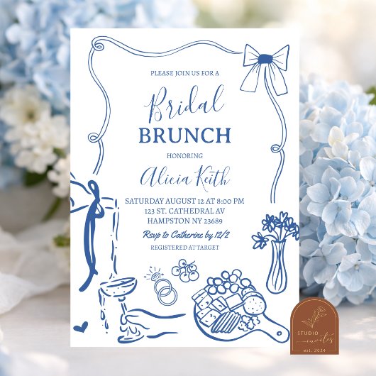 Handgetekende Illustratie Bruidsbrunch Kaart