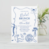 Handgetekende Illustratie Bruidsbrunch Kaart (Staand voorkant)