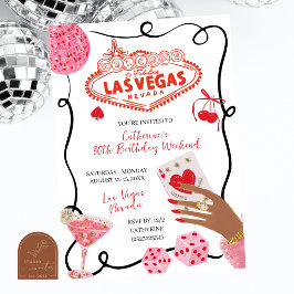 Handgetekende illustratie Las Vegas verjaardagswee Kaart